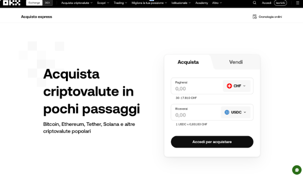Acquistare criptovalute su OKX
