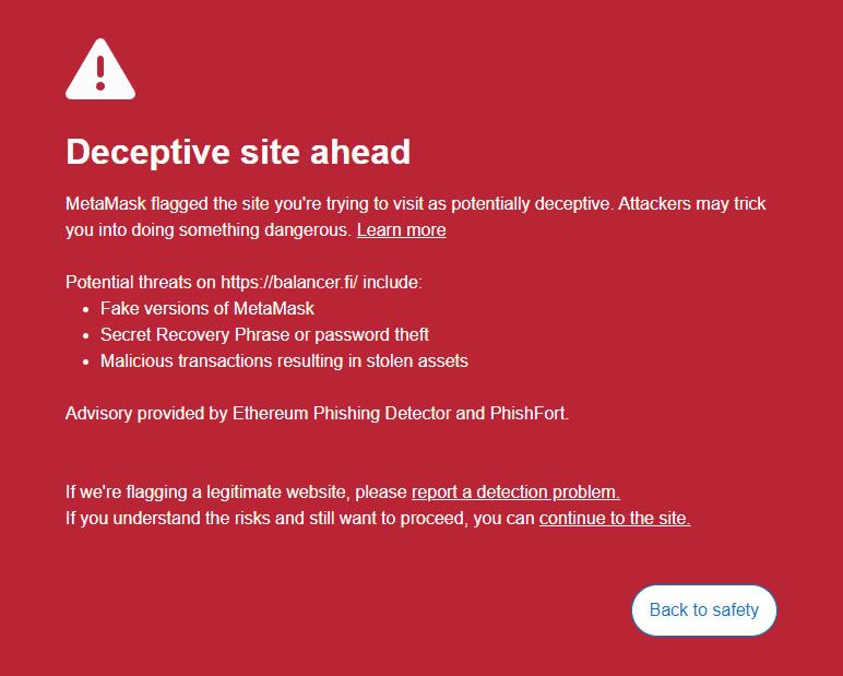 Screenshot from compromised Balancer website. Source: BeInCrypto/Balancer.fi