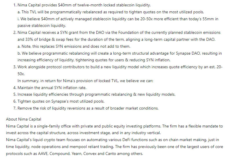Screenshot from proposal. Source: Synapse governance forums