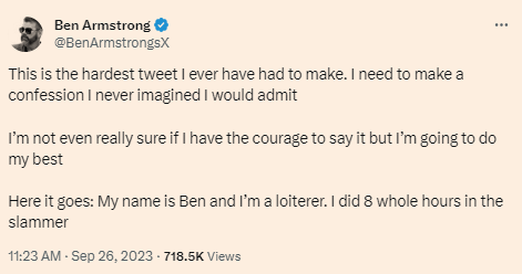 Ben Armstrong arrested: X