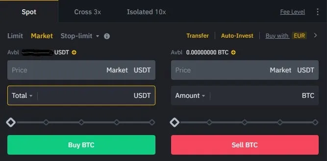 spot market trade binance