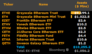 ETF Ethereum Asset in gestione