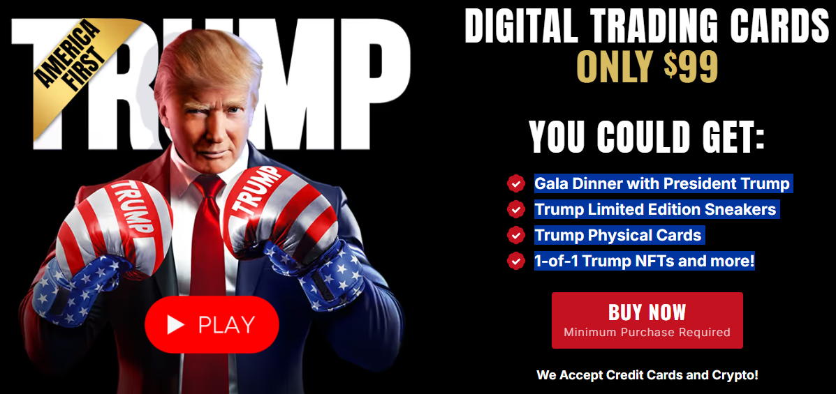 Nuove carte collezionabili digitali - America First, Fonte: Collecttrumpcards.com
