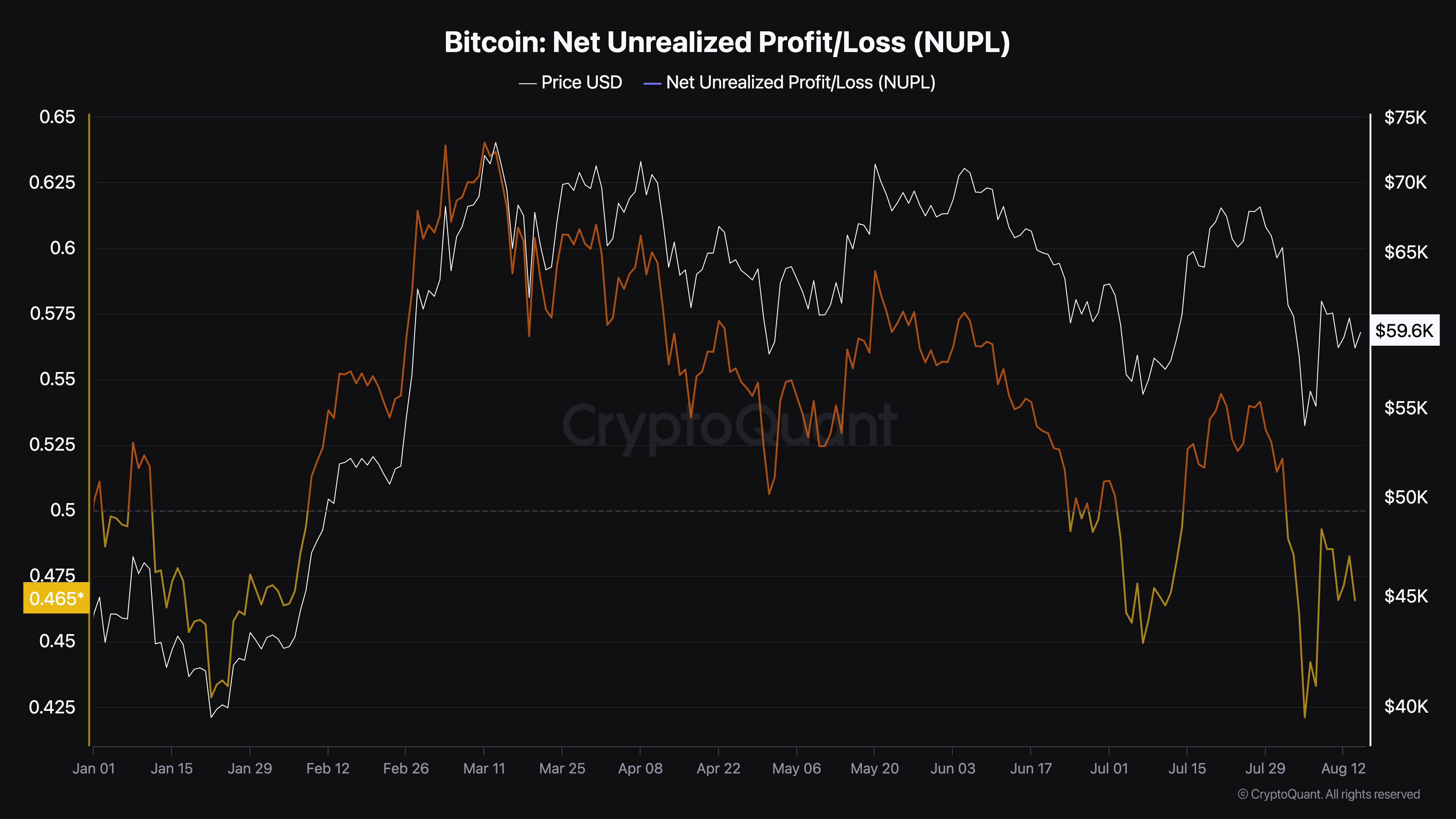 Profitto/perdita netta non realizzata del Bitcoin
