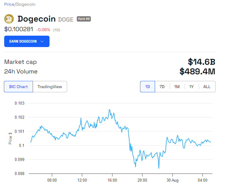 Prestazioni del prezzo di DOGE.