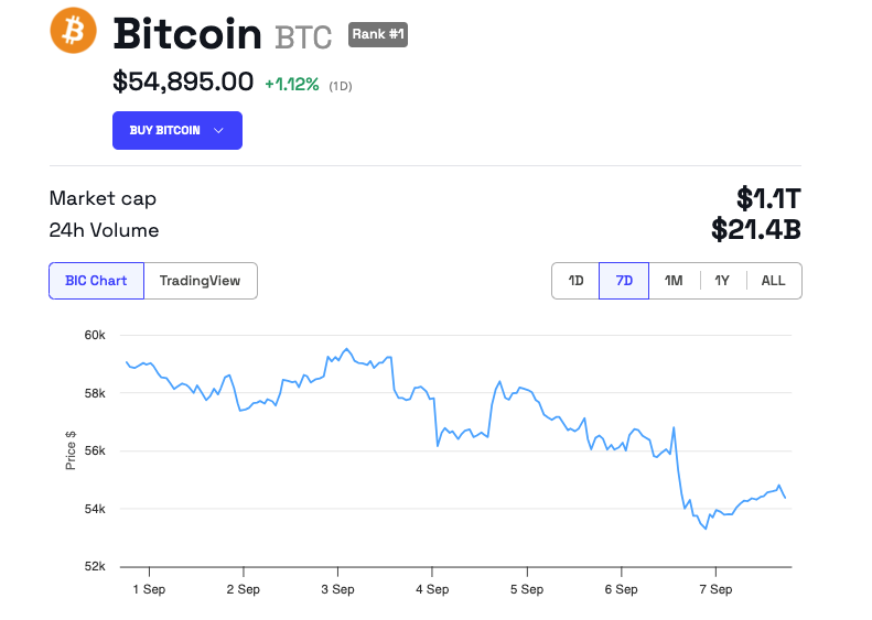 Prestazioni del prezzo di Bitcoin