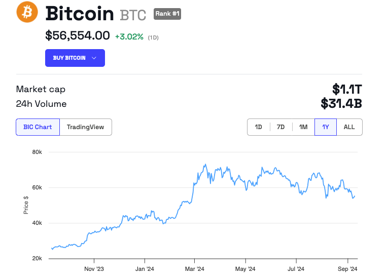 Prestazioni del prezzo di Bitcoin