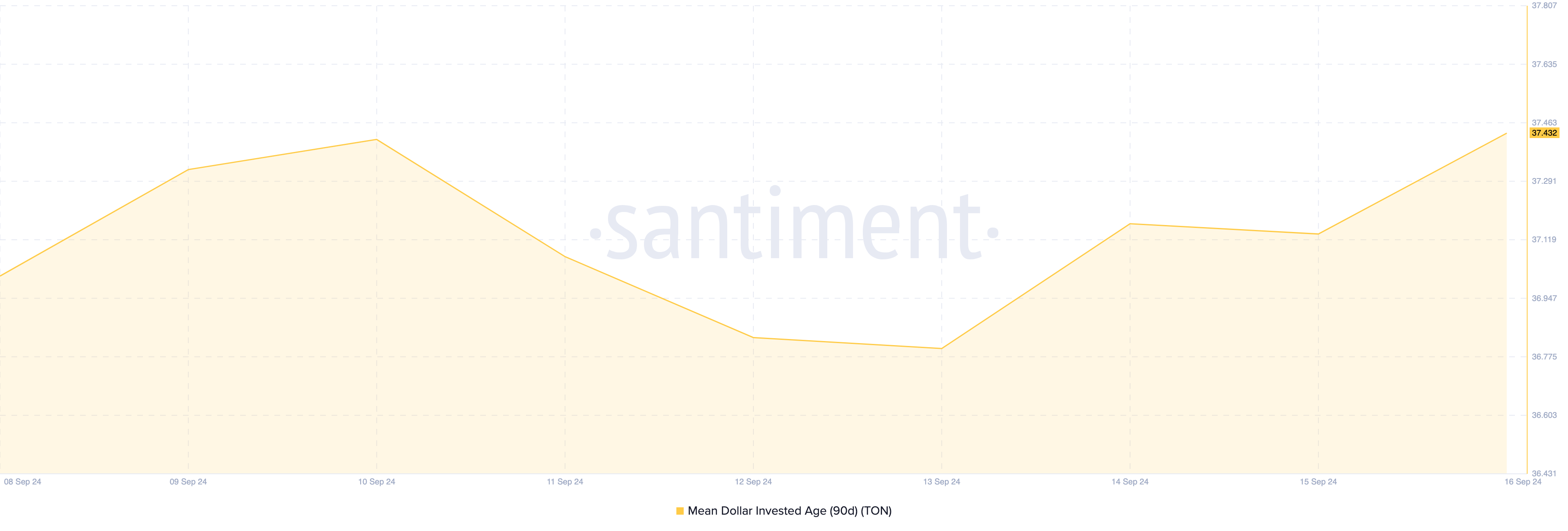Età media degli investimenti in dollari di Toncoin.