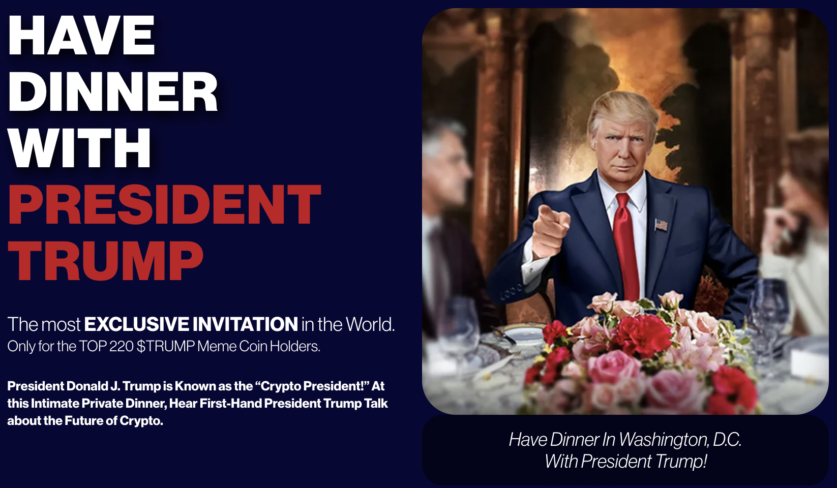 Annuncio ufficiale della cena di Trump.