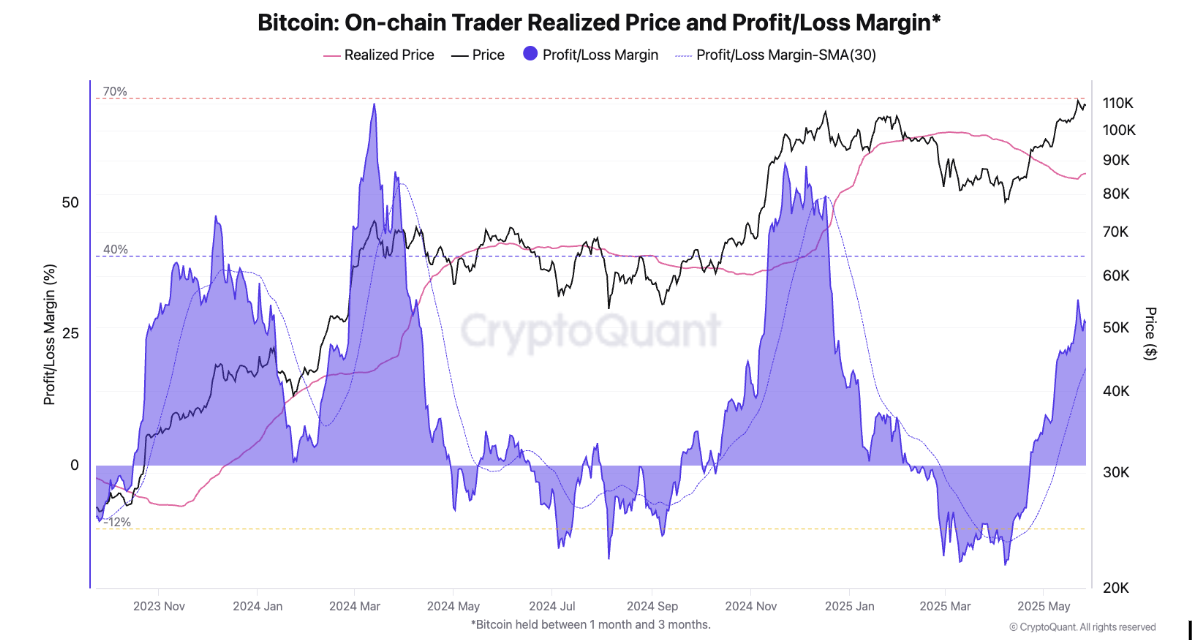Prezzo On-Chain di Bitcoin e margine di Profitto/Perdita.