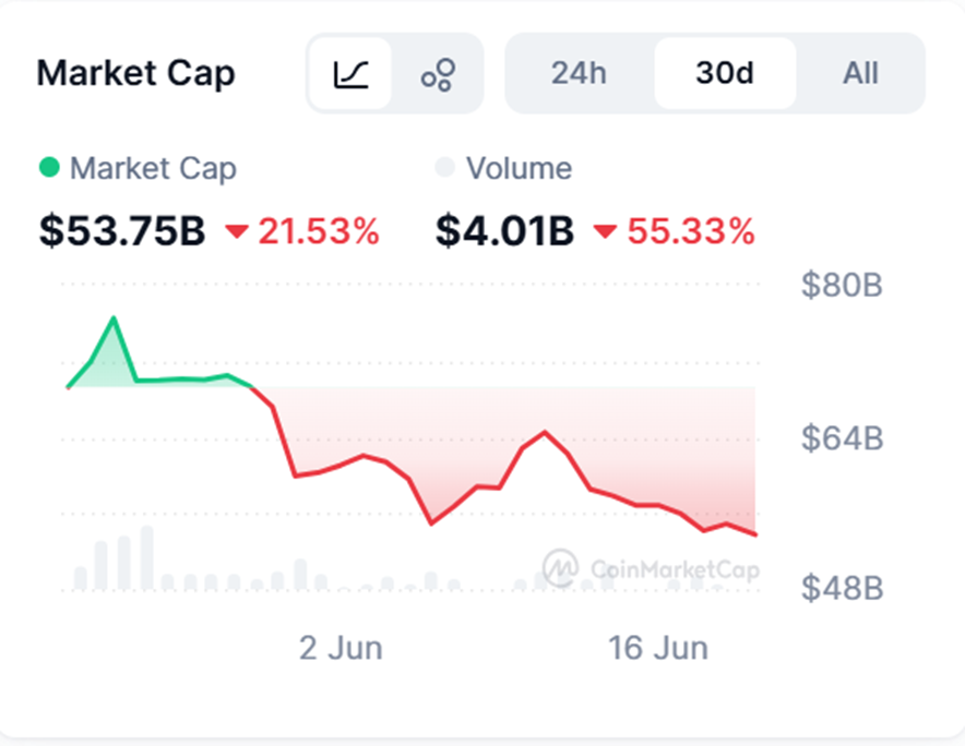 Capitalizzazione di mercato del settore delle meme coin