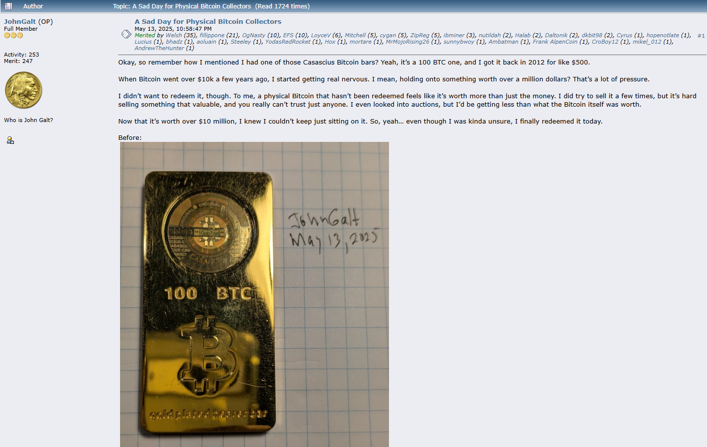 Casascius Bitcoin Bar